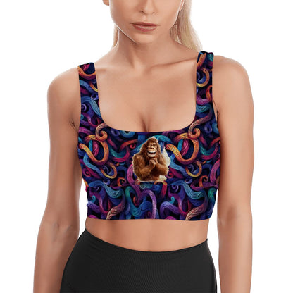 Happy Bigfoot / Sasquatch, Traditional Sports Bra, Yoga Top