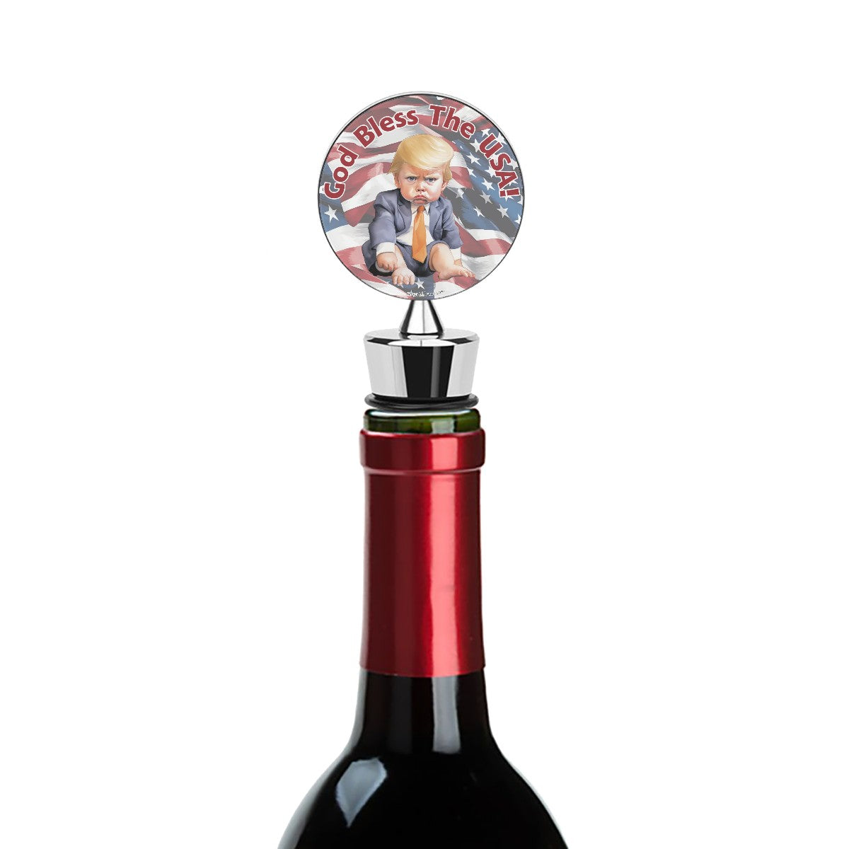 Baby Donald Trump "God bless the USA", Wine Bottle Stopper