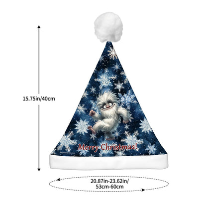 Cute Yeti, Adult Plush Santa Hat with Light