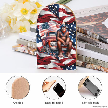 Patriot Sasquatch / Bigfoot, Wood Bookends