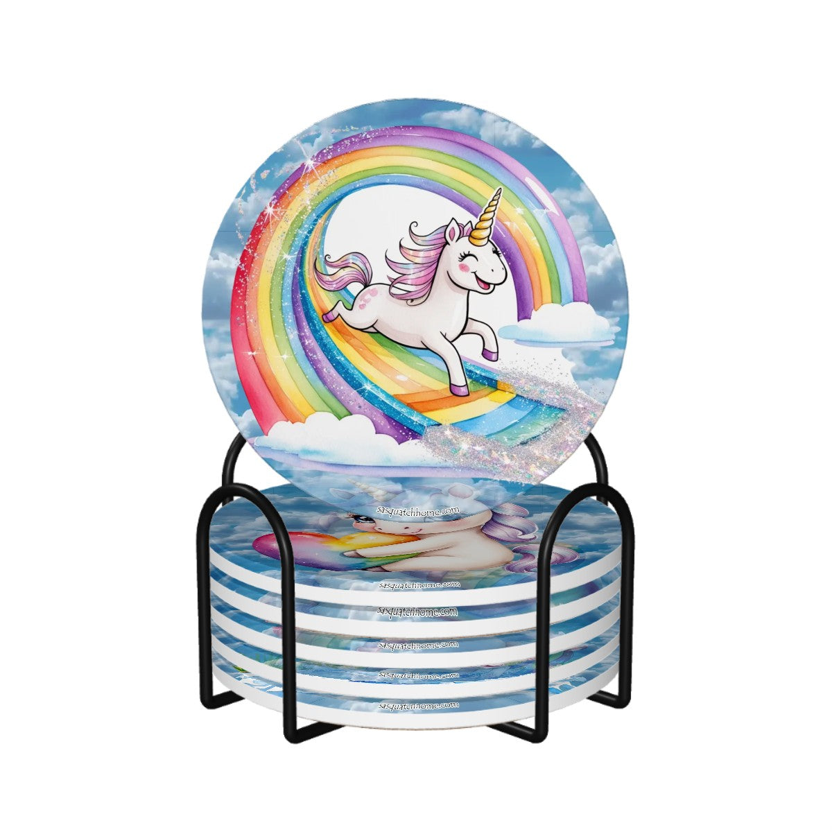 Unicorns Round Ceramic Coasters Set of 6