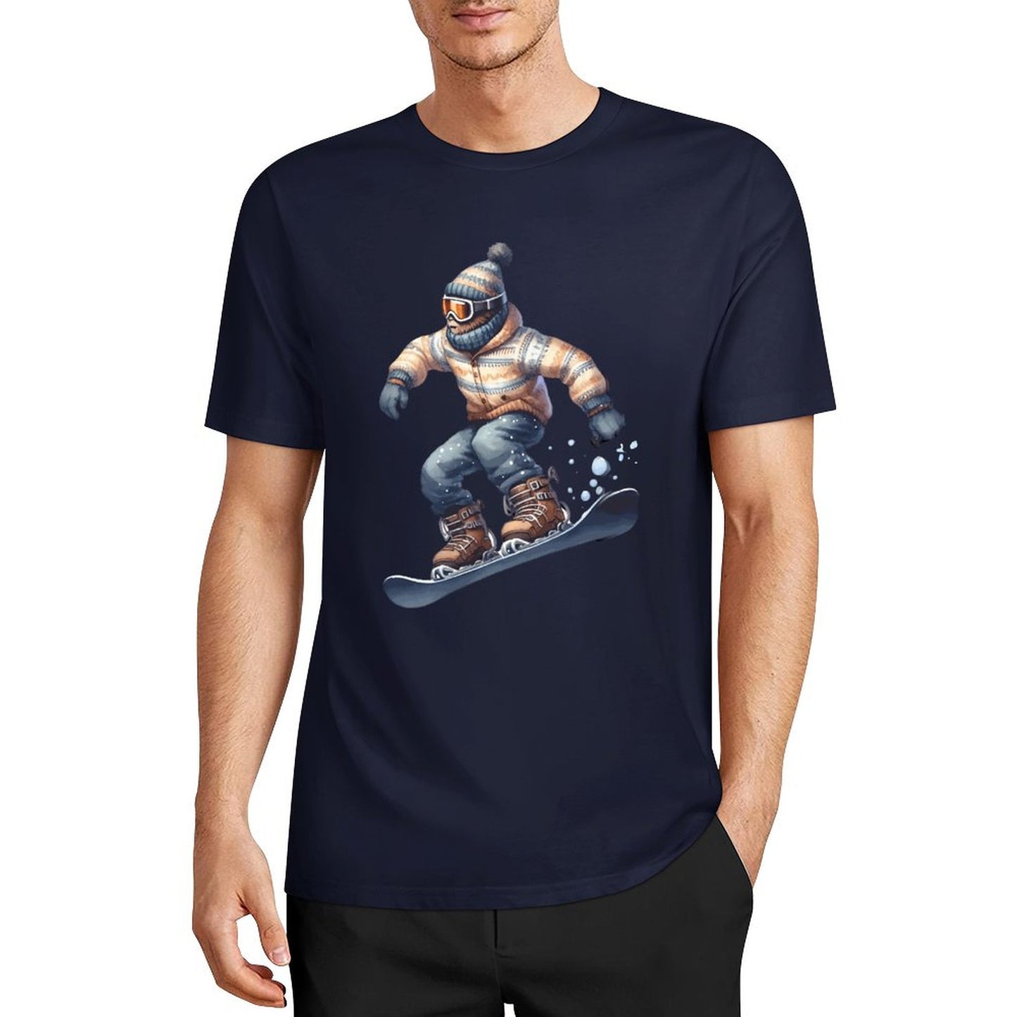 Bigfoot - Sasquatch Snowboarding Short Sleeve Cotton T-Shirt