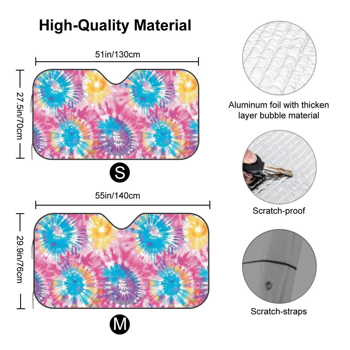 19 Tie Dye Designs, Auto Car Windshield Sun Shade