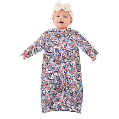 8 Patriotic Designs, Baby Long Sleeve Faux Cotton Sleeper Gown
