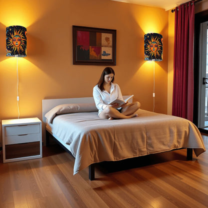 Astrology Design, Wall Sconces, Set of 2, Plug In