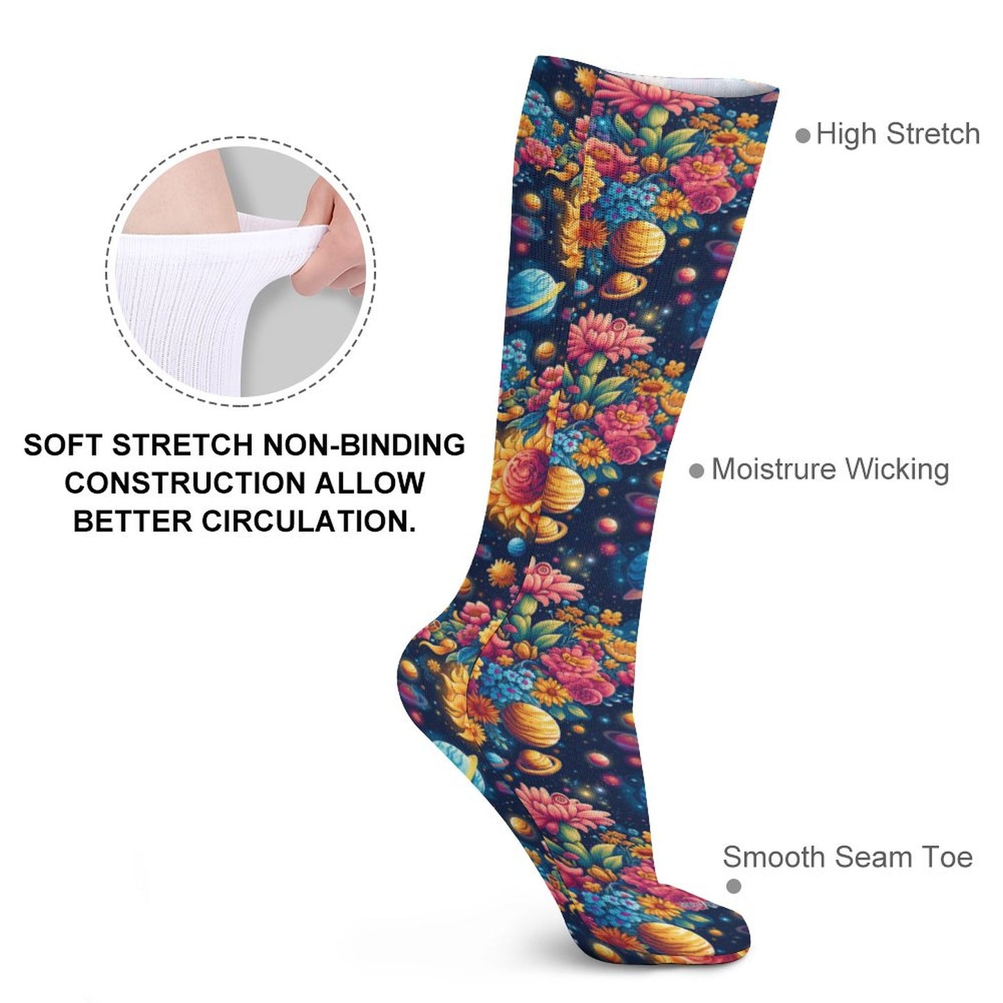 12 Galaxy / Outer Space Designs, 15.5 Inch Tube Socks