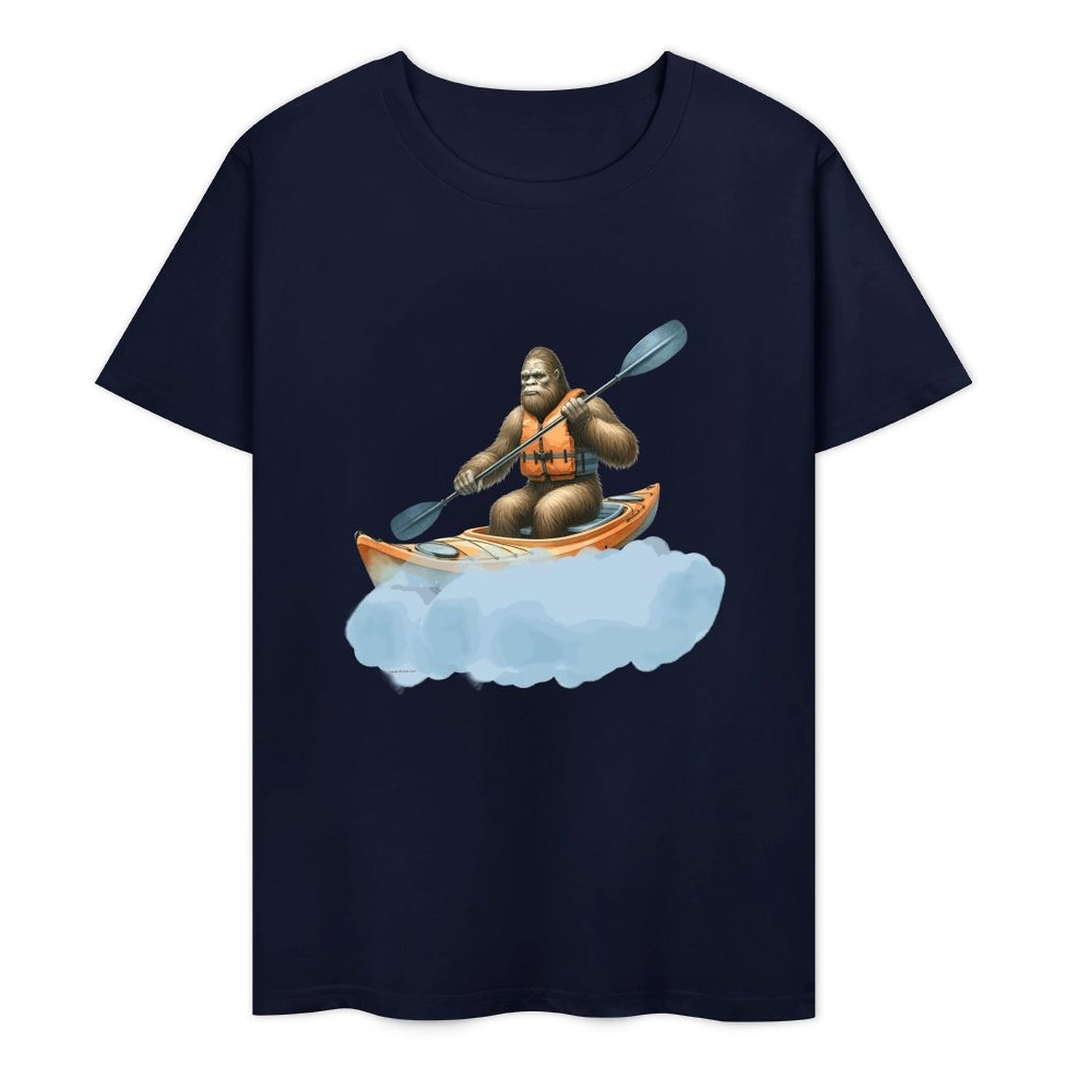 Bigfoot - Sasquatch Kayaking Short Sleeve Cotton T-Shirt