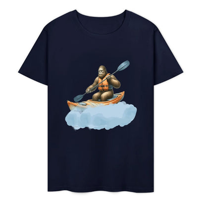 Bigfoot - Sasquatch Kayaking Short Sleeve Cotton T-Shirt