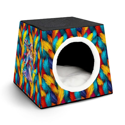 Native American on Feathers, Space Capsule Pet Bed
