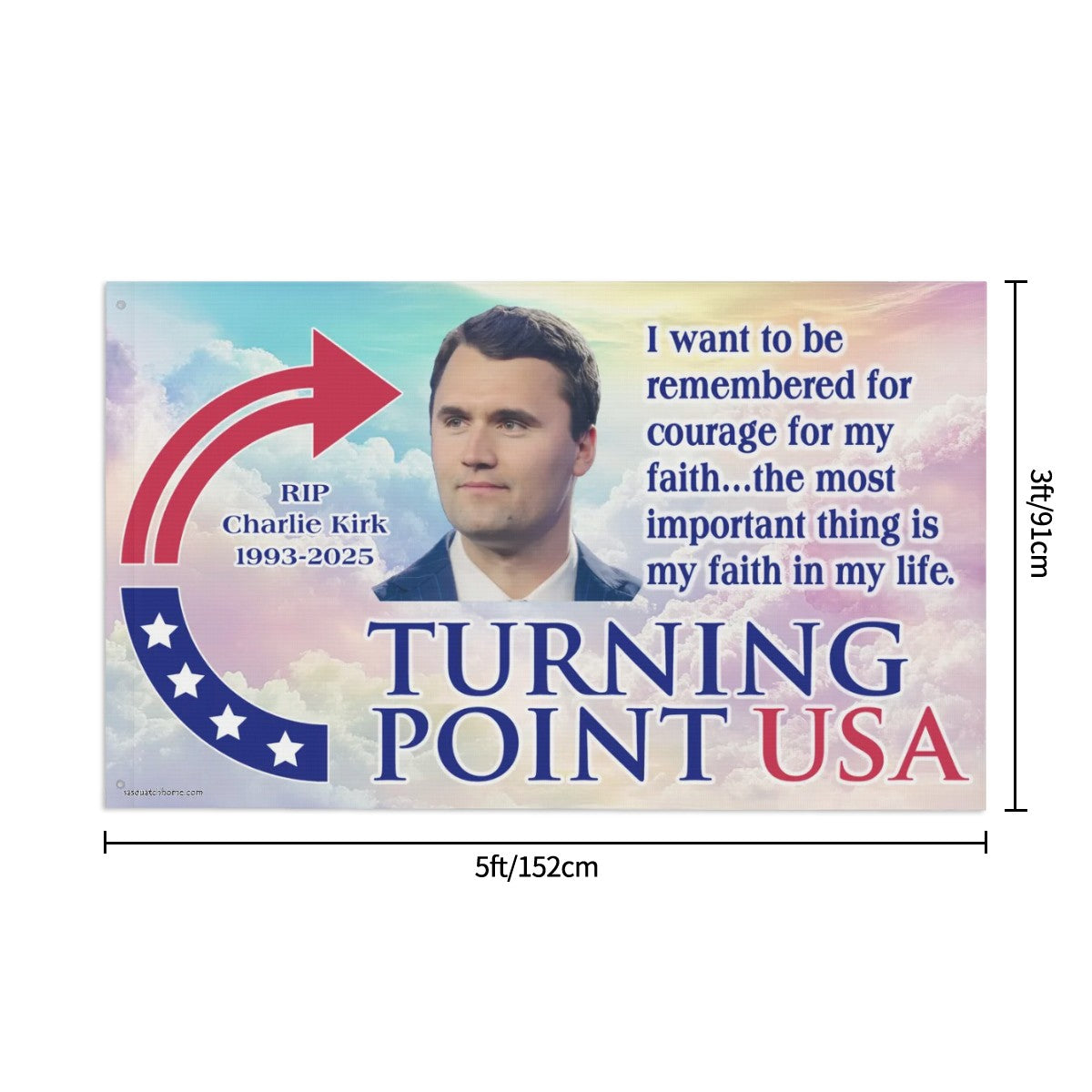 Charlie Kirk Three Layer Outdoor Double Sided Flag, 3’ x 5’