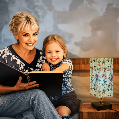 6 Alien Designs, Square Table Lamp with USB Ports, Charger