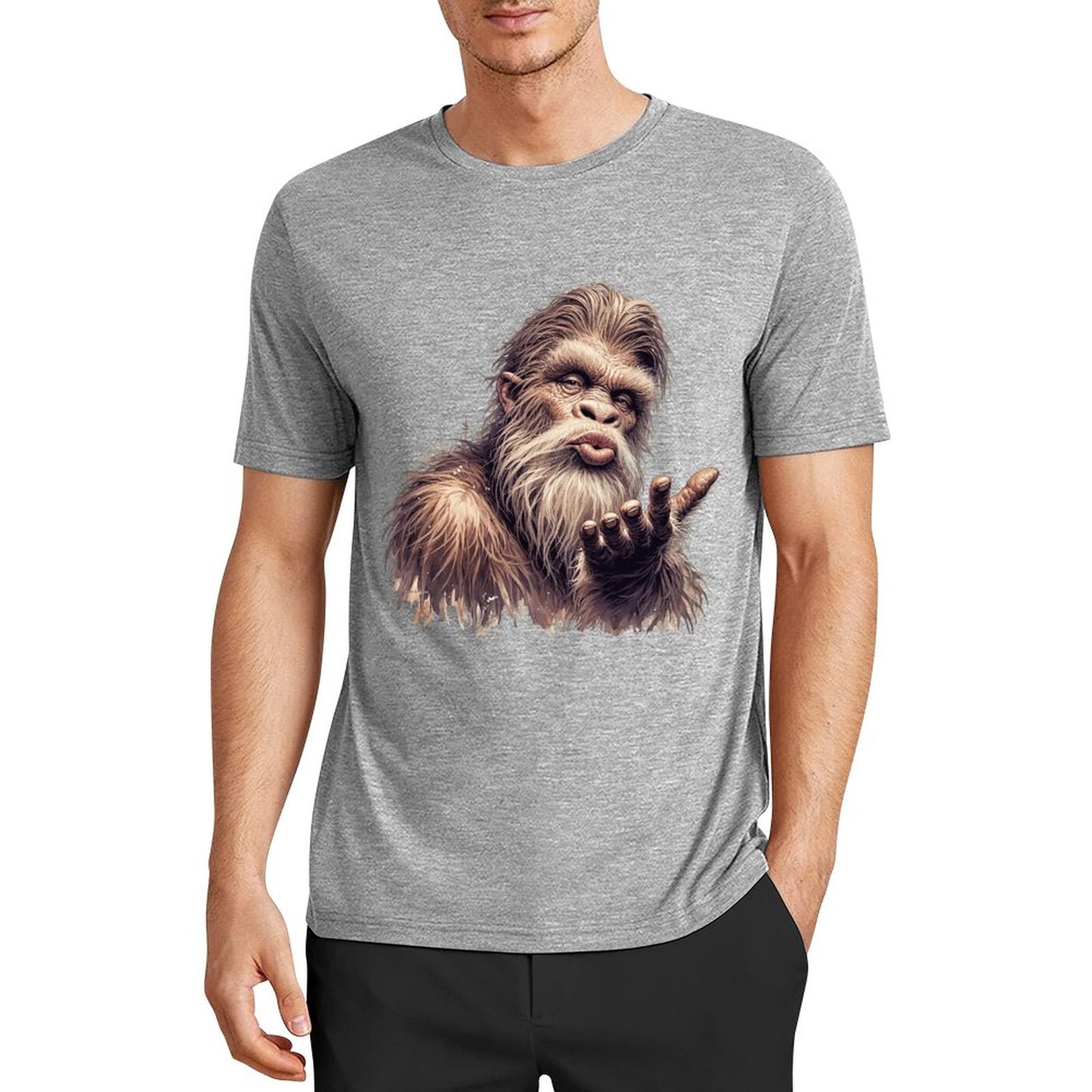 Bigfoot - Sasquatch Blowing Kiss Short Sleeve Cotton T-Shirt