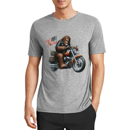 Bigfoot - Sasquatch on Motorcycle Short Sleeve Cotton T-Shirt