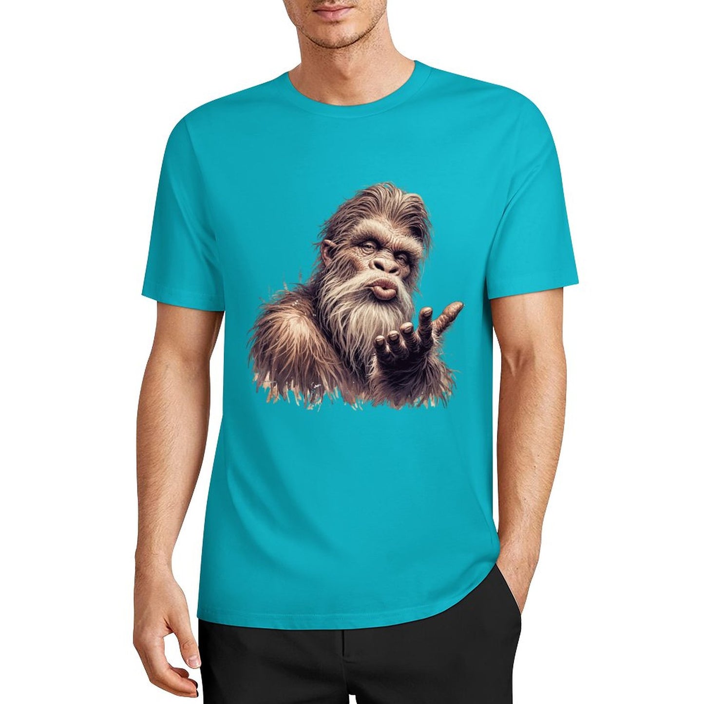 Bigfoot - Sasquatch Blowing Kiss Short Sleeve Cotton T-Shirt
