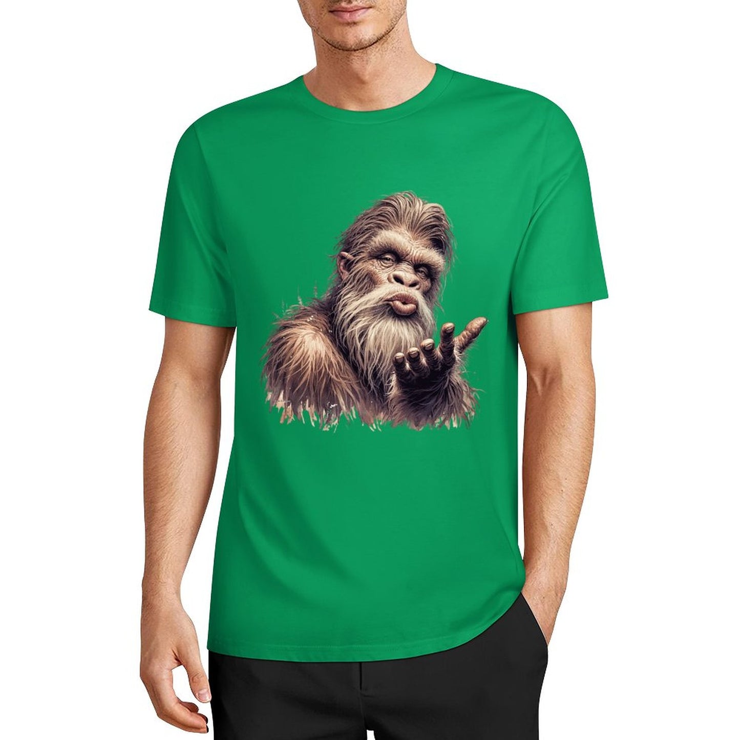 Bigfoot - Sasquatch Blowing Kiss Short Sleeve Cotton T-Shirt
