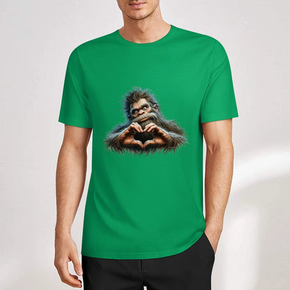 Bigfoot - Sasquatch Heart Hands Short Sleeve Cotton T-Shirt