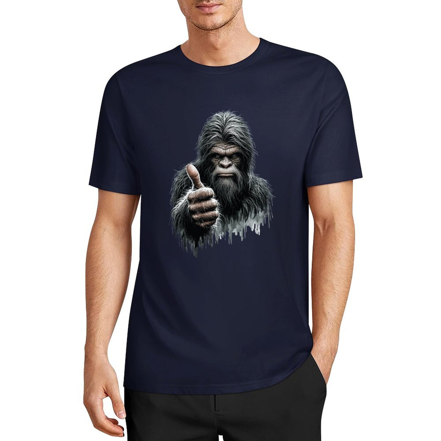 Bigfoot - Sasquatch Thumbs Up Short Sleeve Cotton T-Shirt