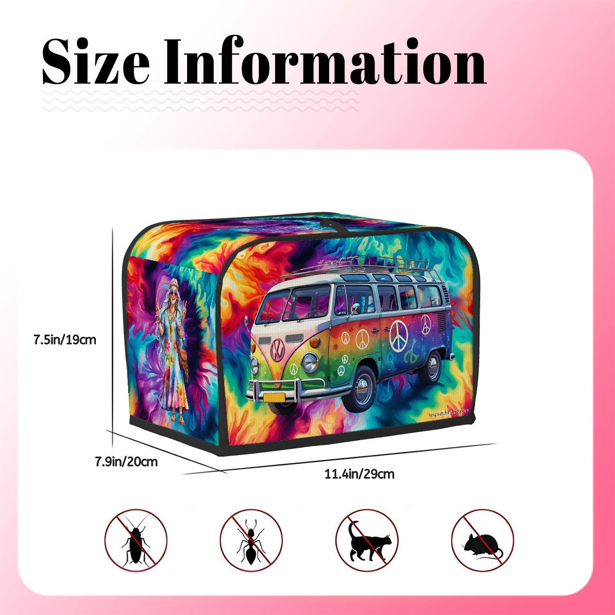 Hippie Couple on Tie Dye, 2 Slice Toaster Cover