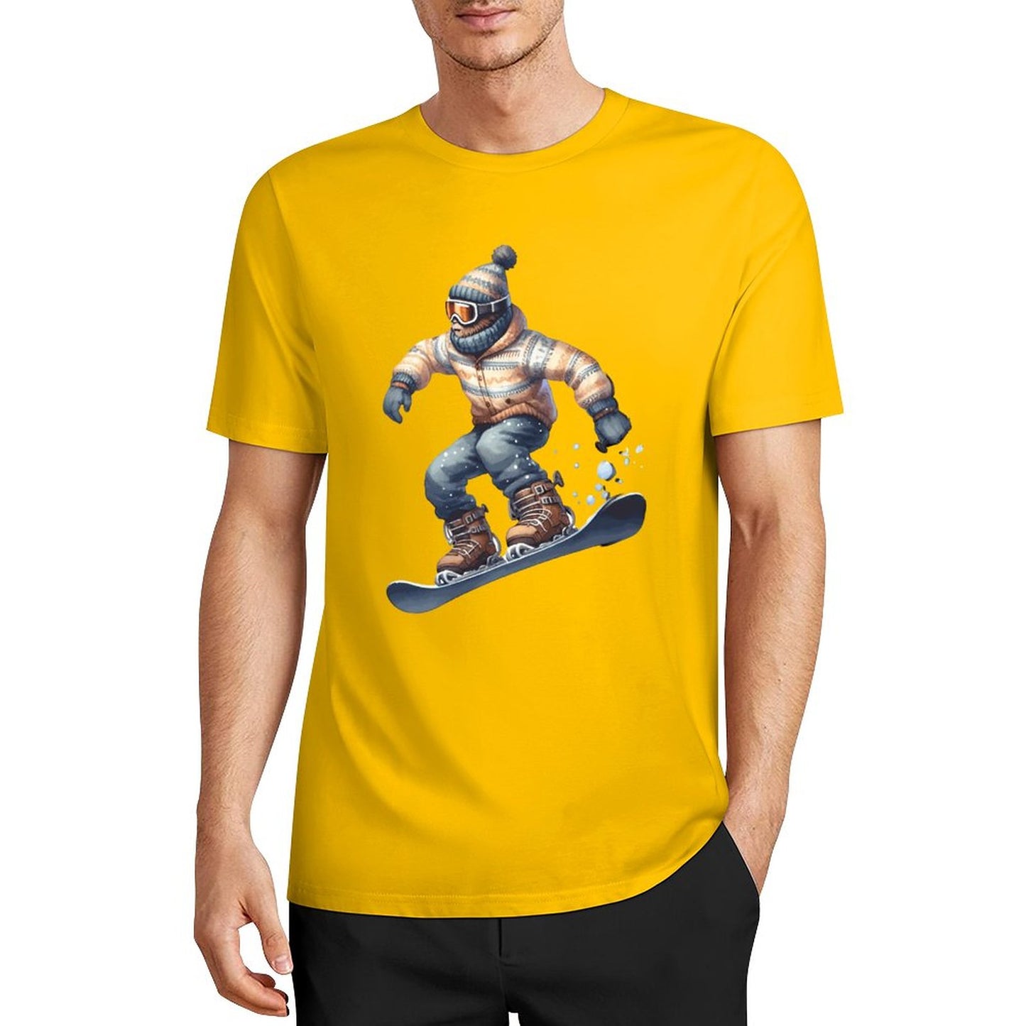 Bigfoot - Sasquatch Snowboarding Short Sleeve Cotton T-Shirt