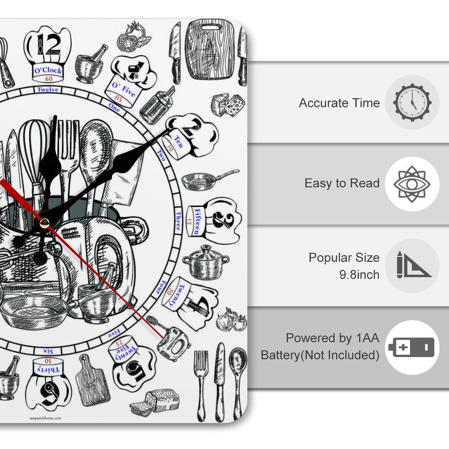 Cooking Square Wall Clock