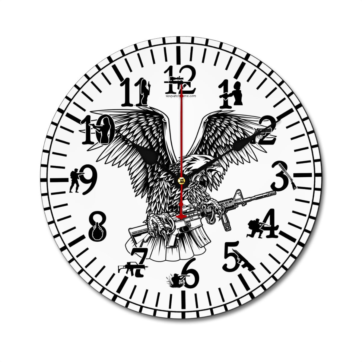 Bald Eagle, Round Wooden Wall Clock