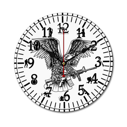 Bald Eagle, Round Wooden Wall Clock