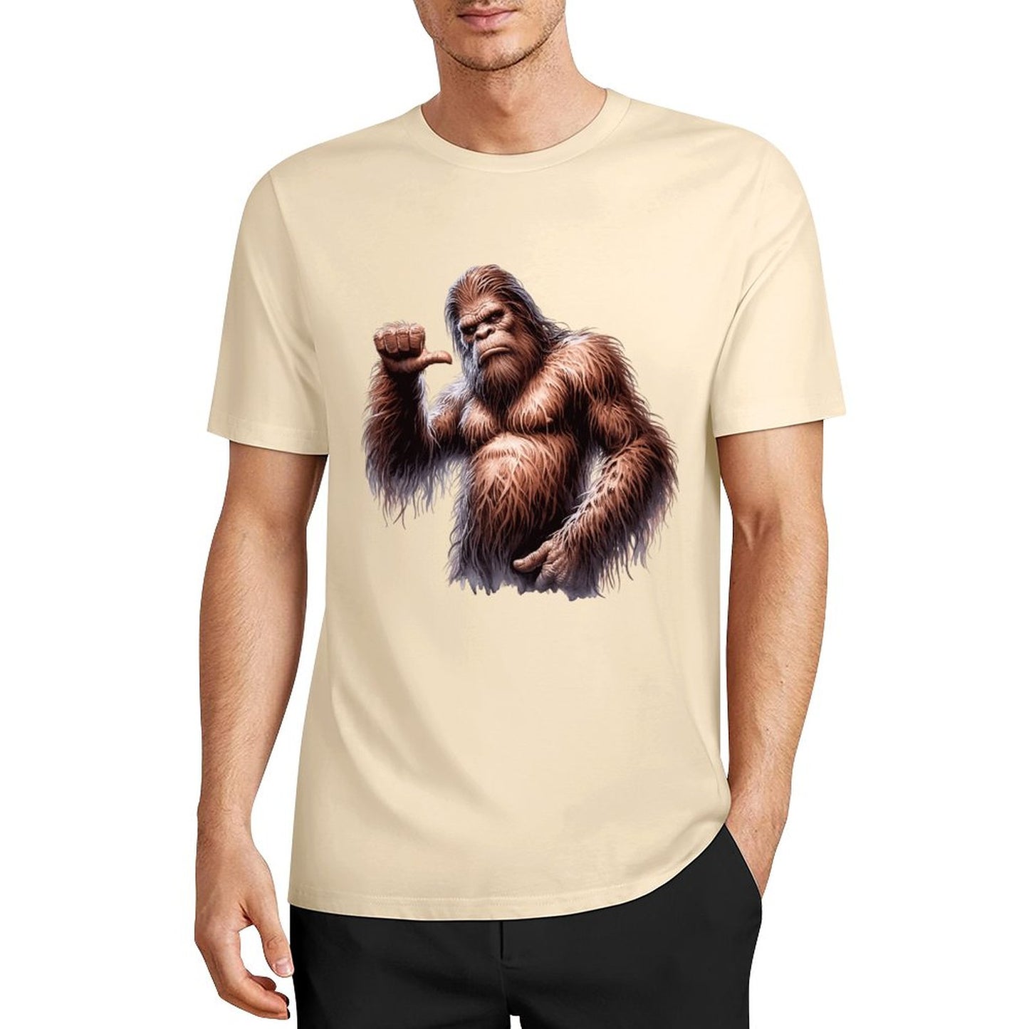 Bigfoot - Sasquatch Pointing at self Short Sleeve Cotton T-Shirt