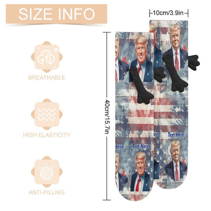 Donald Trump Magnetic Holding Hands Funny Socks – PERSONALIZE FREE