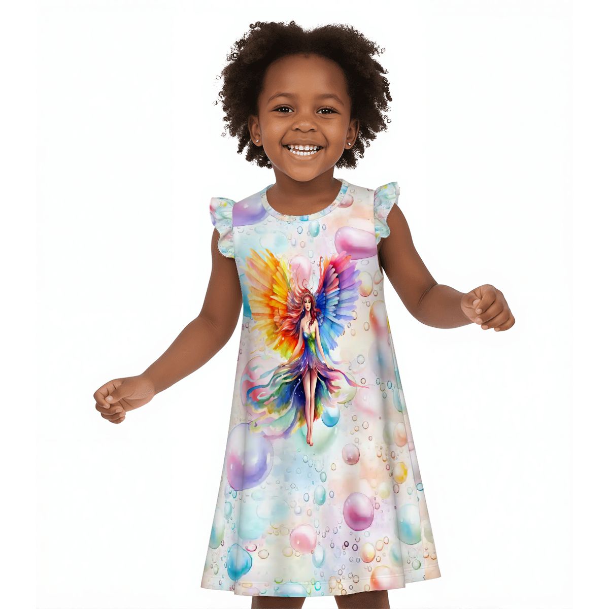 Rainbow Fairy Girl's Flutter Sleeve Nightgown