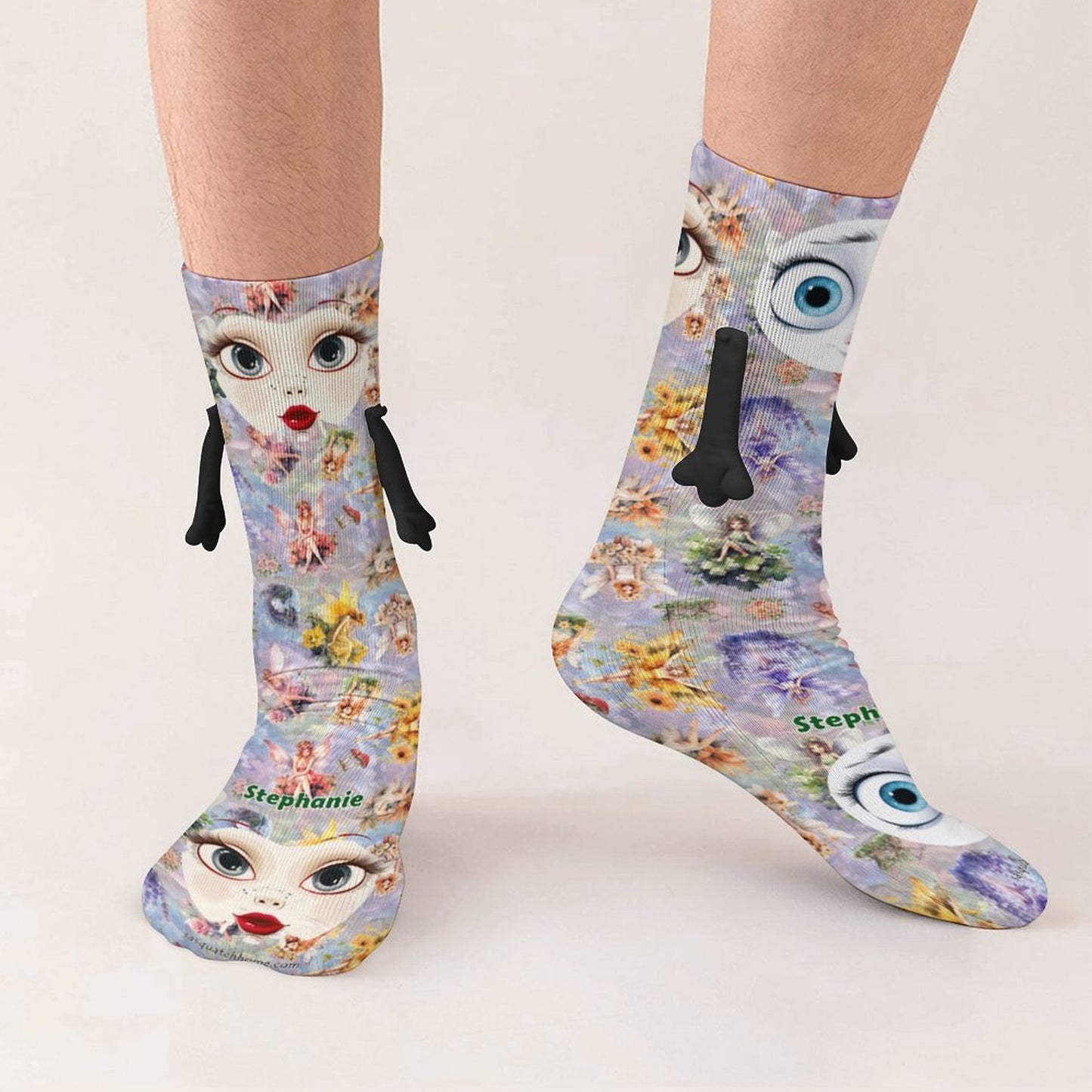 Girl Faces, Magnetic Holding Hands Funny Socks – PERSONALIZE FREE