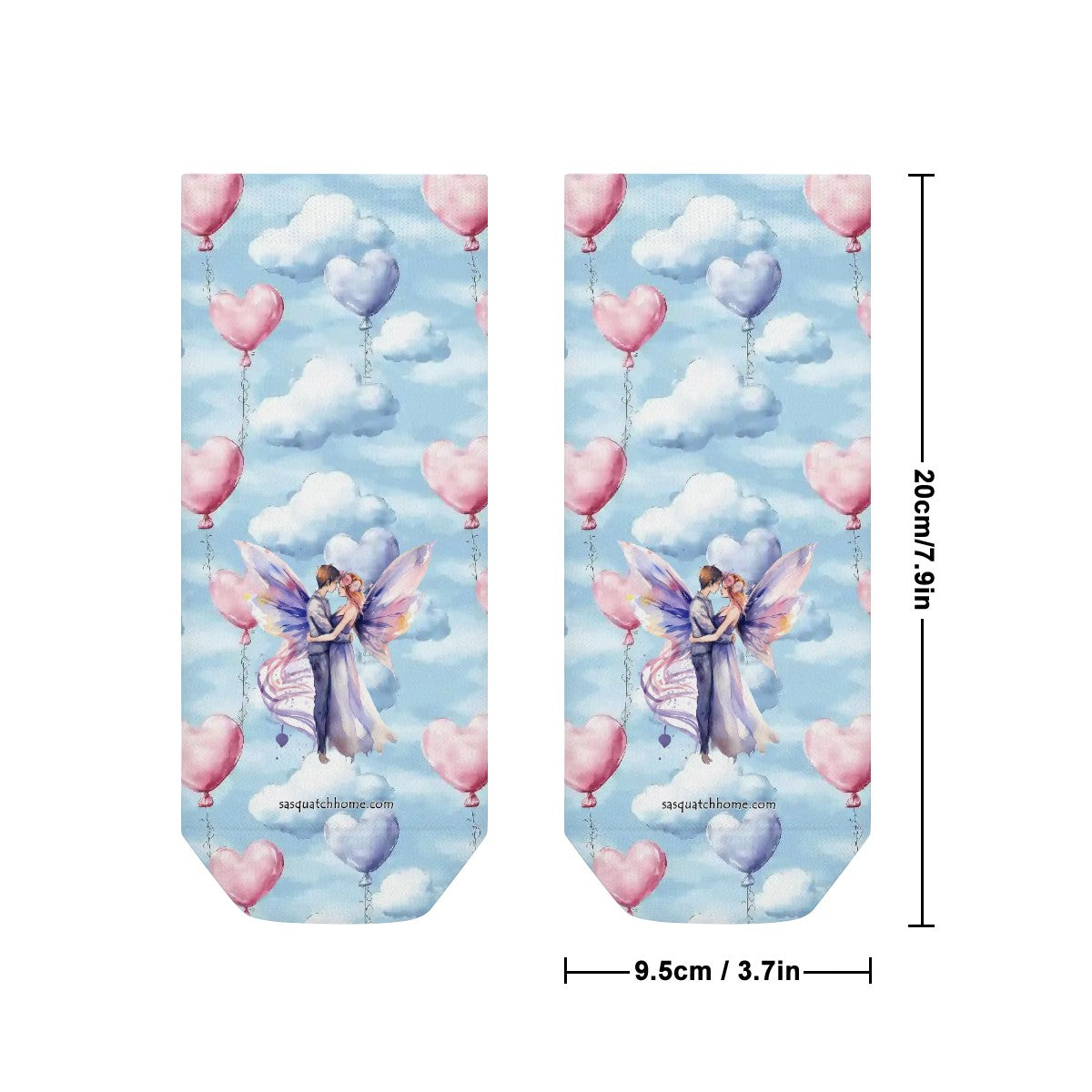 Fairies on Clouds, 8” Poly Ankle Socks