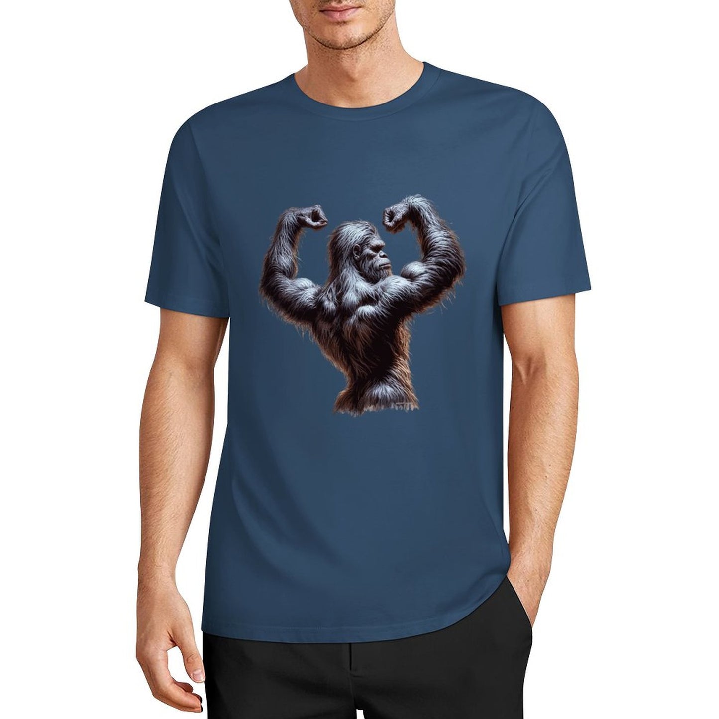 Bigfoot - Sasquatch Double Muscle Short Sleeve Cotton T-Shirt