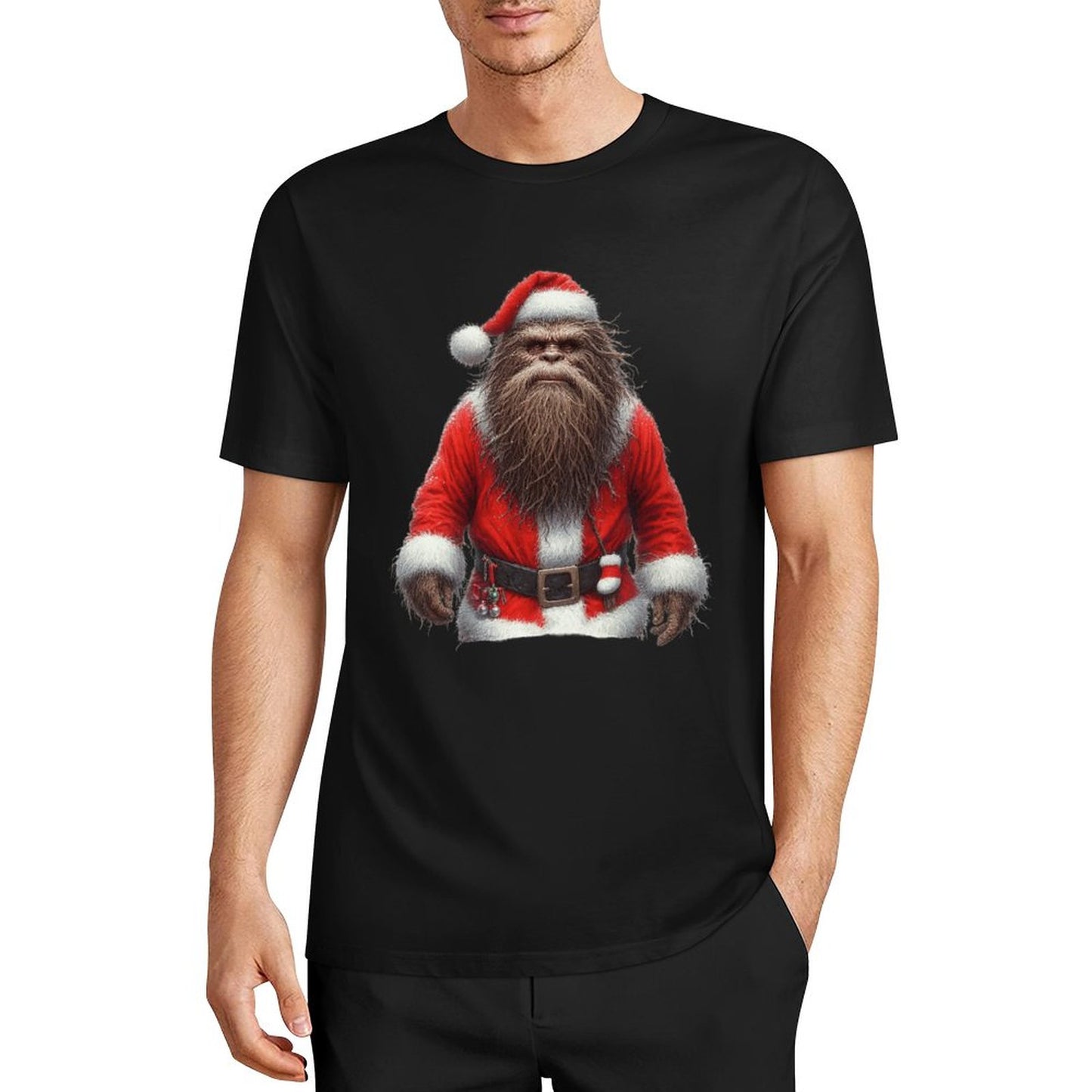 Bigfoot - Sasquatch Santa Short Sleeve Cotton T-Shirt