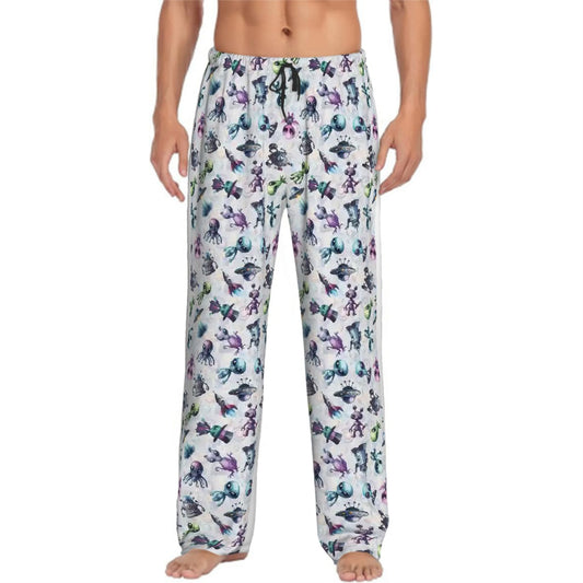 6 Alien Designs, Men’s Polyester, Drawstring, Pajama Pants