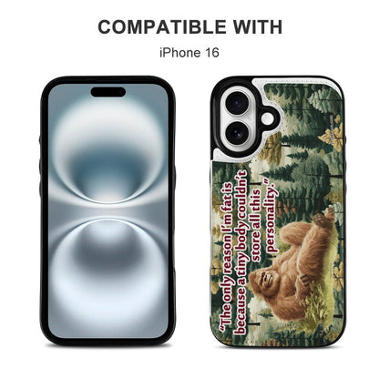 Bigfoot / Sasquatch "I'm only this fat..", iPhone 16 Faux Leather Wallet Case