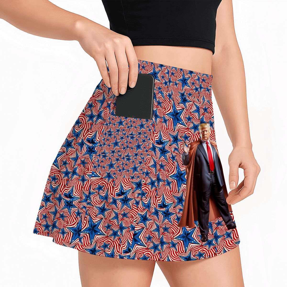 Donald Trump on Stars, Women’s Milk Silk Sports Skorts with Pockets