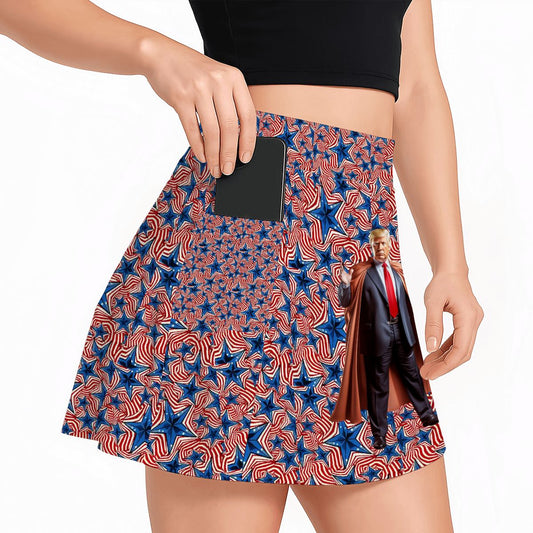 Donald Trump on Stars, Women’s Milk Silk Sports Skorts with Pockets