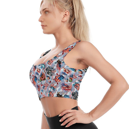 8 Patriotic Designs, Traditional Sports Bra, Yoga Top