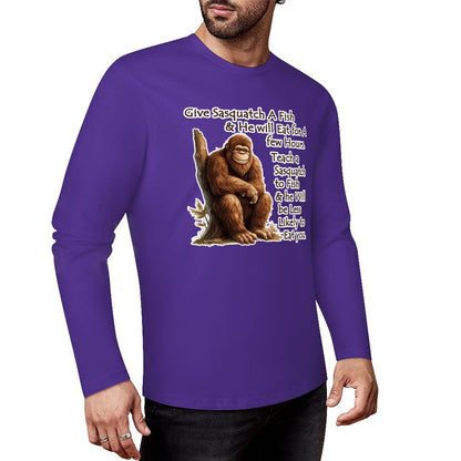 Bigfoot - Sasquatch "Give Sasquatch A Fish..",  Cotton Unisex Long Sleeve T-shirt