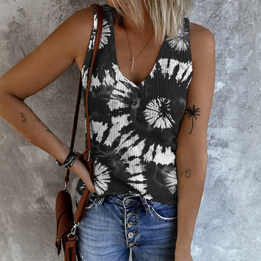 10 Designs, Tie Dye, Women's Button Vest
