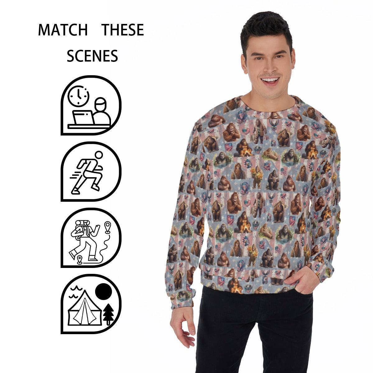 20 Bigfoot Sasquatch Designs, Men’s Polyester Thickened Sweater