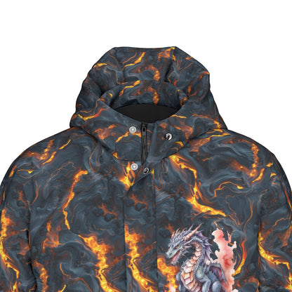 Dragon on Lava, Long Down Jacket / Coat