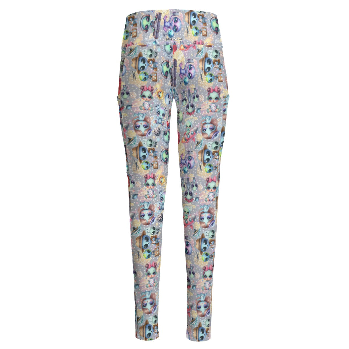 6 Alien Designs, Women’s High Waist Leggings w/ Pocket