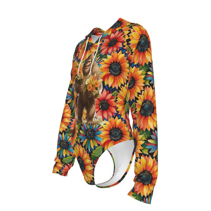 Bigfoot / Sasquatch Flowers, Women's Raglan Sleeve Hooded Bodysuit