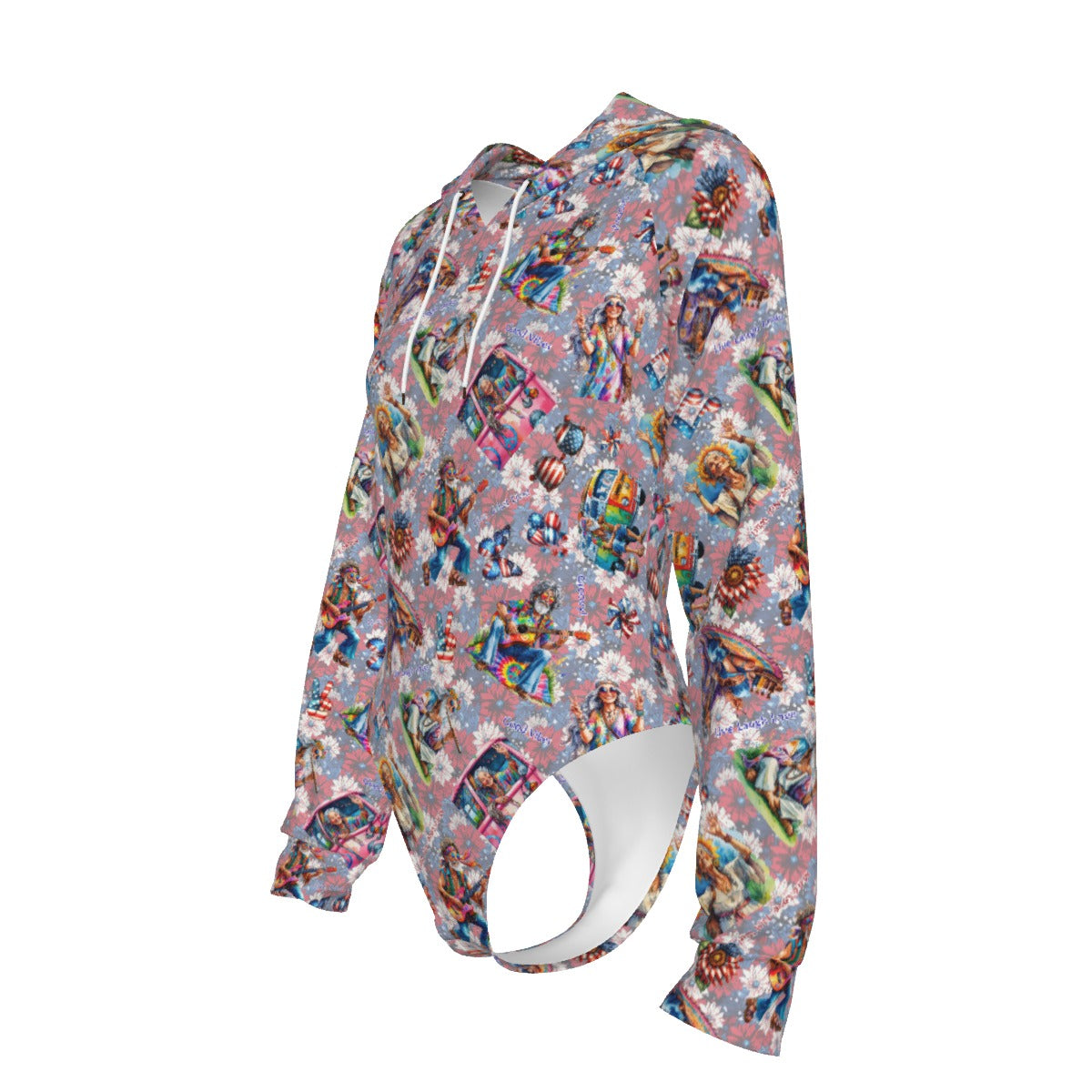 8 Patriotic Designs, Women's Raglan Sleeve Hooded Bodysuit