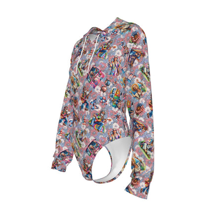 8 Patriotic Designs, Women's Raglan Sleeve Hooded Bodysuit