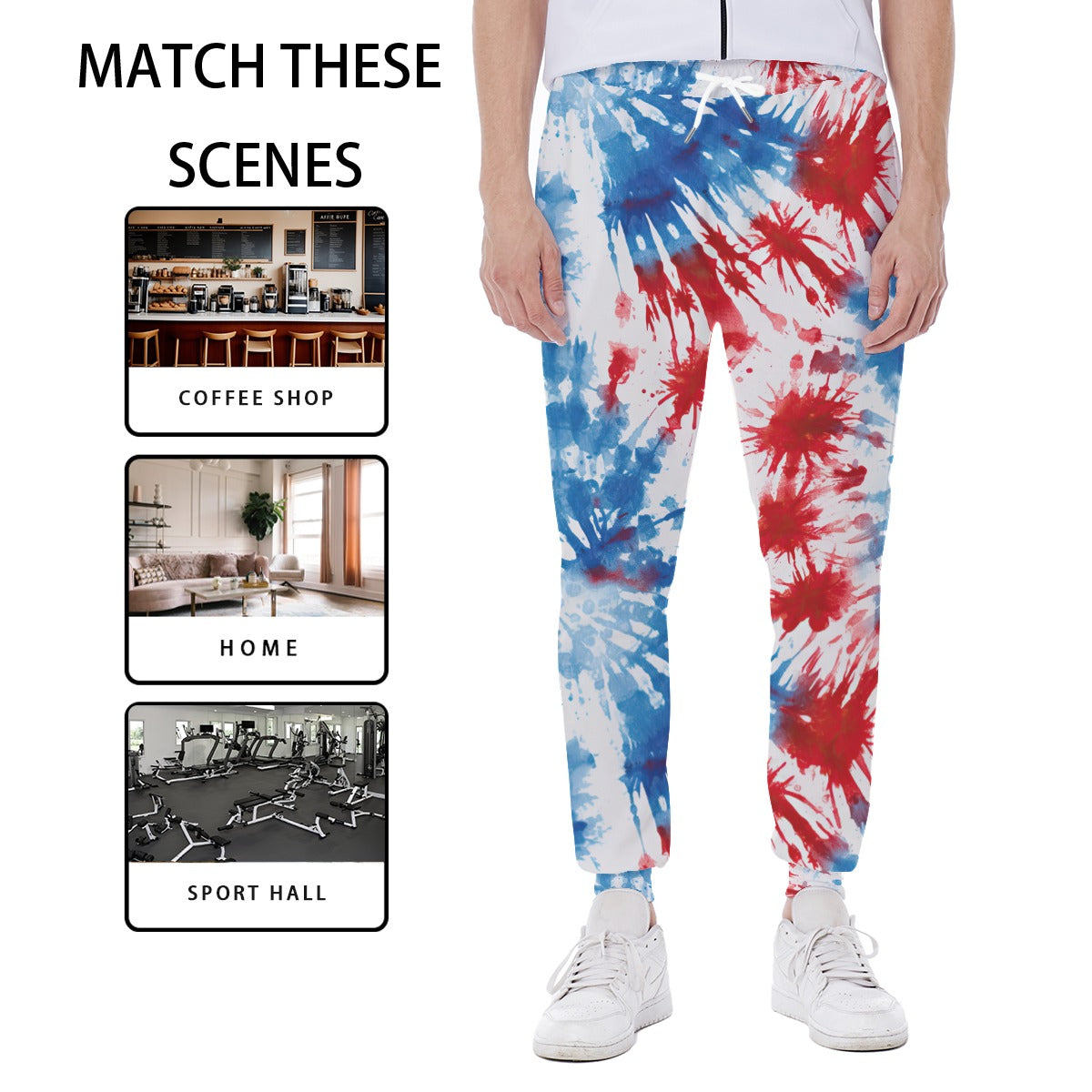 9 Tie Dye Designs, Men’s Sweatpants w/ Back Pocket