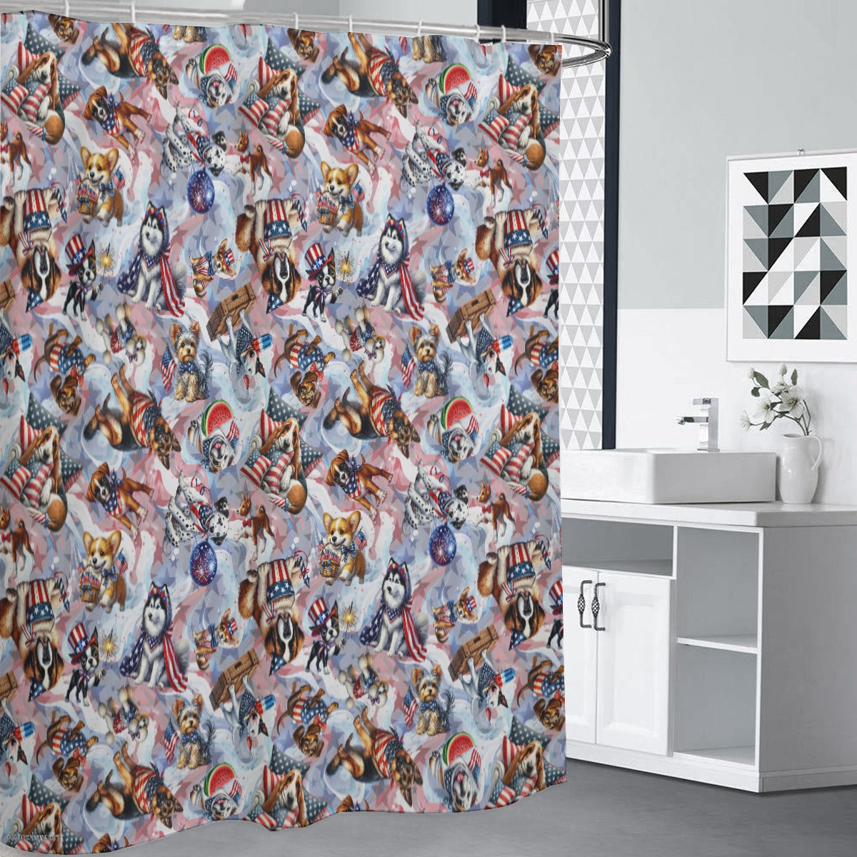 8 Patriot Designs, Polyester Shower Curtain in 4 sizes