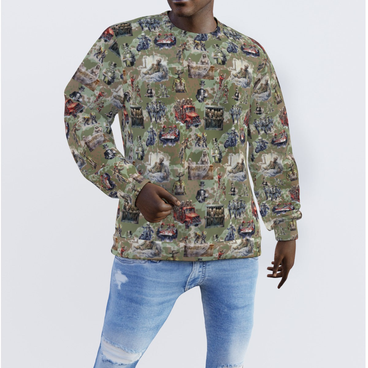 20 Misc Designs,  Awesome Prints Men's Poly Sweater - 20 DESIGNS