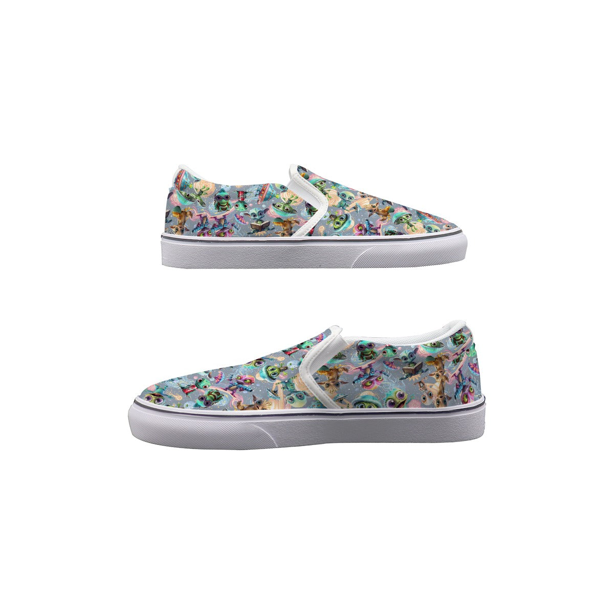 6 Alien Designs, Kids Slip On Canvas Sneakers, Slip On Shoes, No Touch Shoes